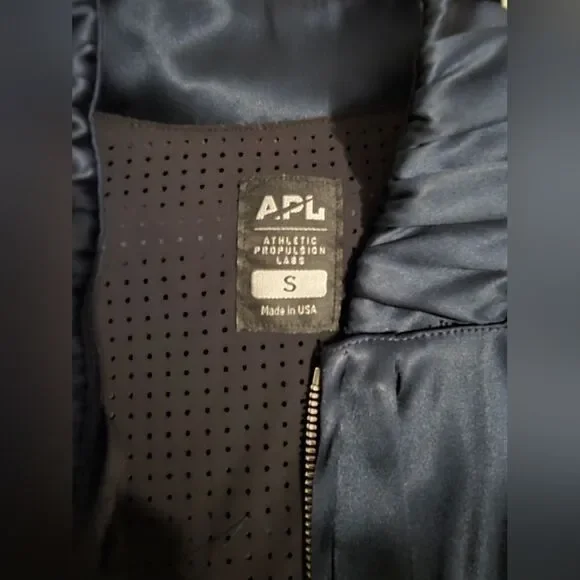 Athletic Propulsion Labs APL Varsity Jacket Satin Navy Blue Size Small